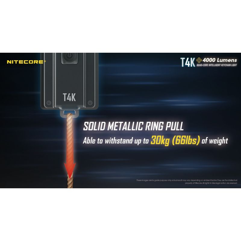 Nitecore T4K bærbar nøkkelringlommelykt 4000 lumen USB-C lading kompakt design for profesjonell bruk
