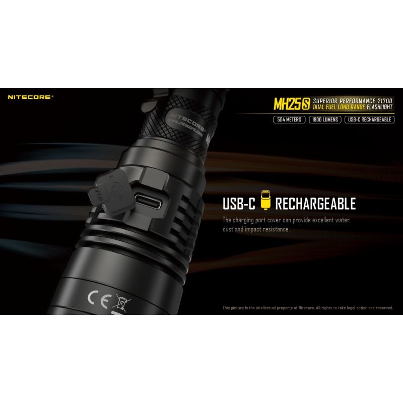 Nitecore MH25S med Luminus SST-40 Oppladbar 1800 lumen lommelykt Robust design for utendørseventyr