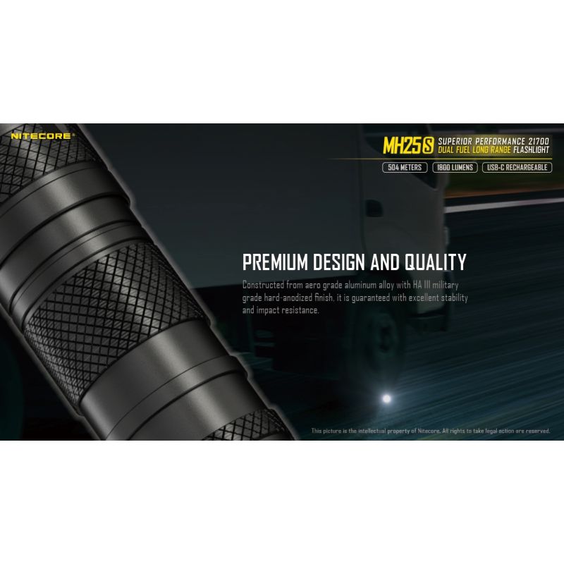 Nitecore MH25S med Luminus SST-40 Oppladbar 1800 lumen lommelykt Robust design for utendørseventyr