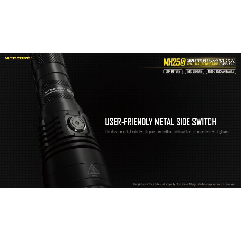 Nitecore MH25S med Luminus SST-40 Oppladbar 1800 lumen lommelykt Robust design for utendørseventyr