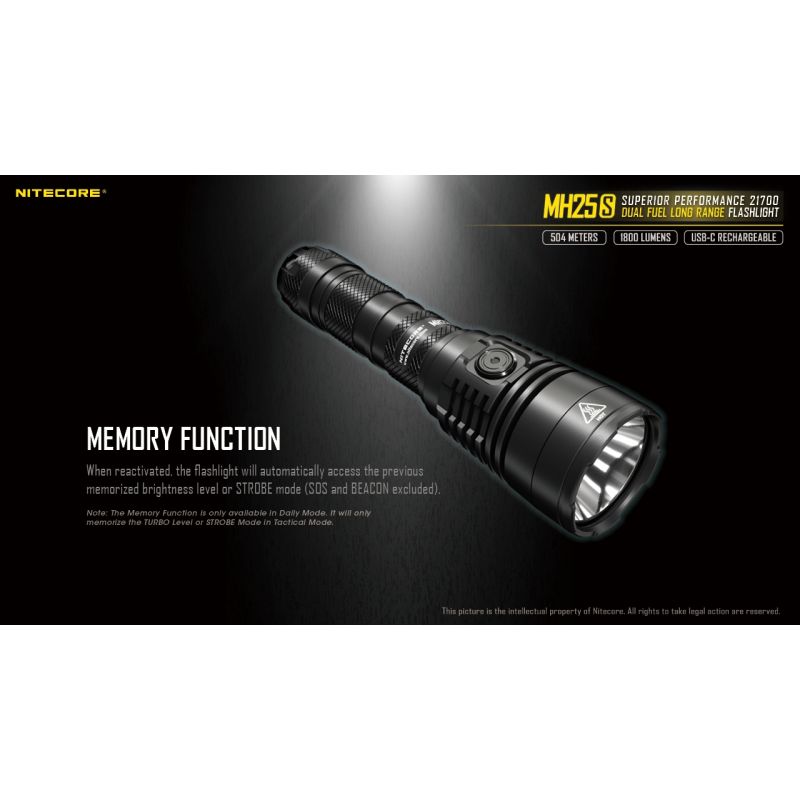 Nitecore MH25S med Luminus SST-40 Oppladbar 1800 lumen lommelykt Robust design for utendørseventyr