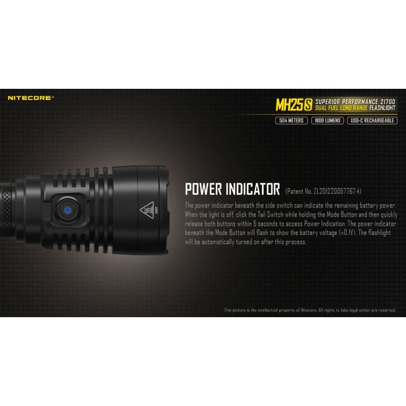 Nitecore MH25S med Luminus SST-40 Oppladbar 1800 lumen lommelykt Robust design for utendørseventyr