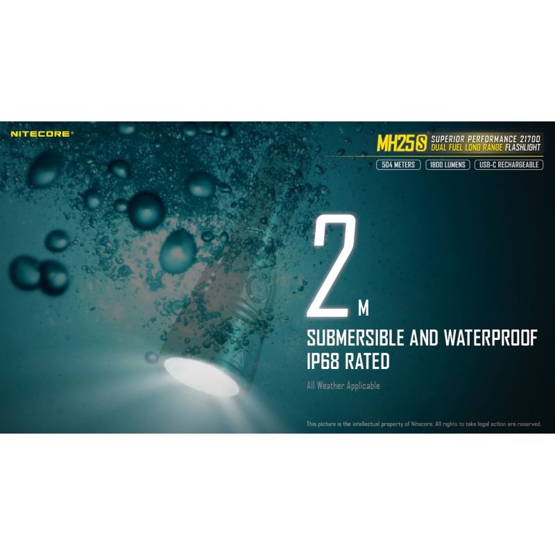 Nitecore MH25S med Luminus SST-40 Oppladbar 1800 lumen lommelykt Robust design for utendørseventyr