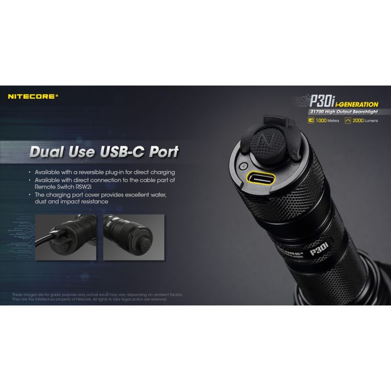 Nitecore P30i LED-lommelykt 2000 lumen med 1000 meter rekkevidde perfekt for eventyrlys og nødbelysning