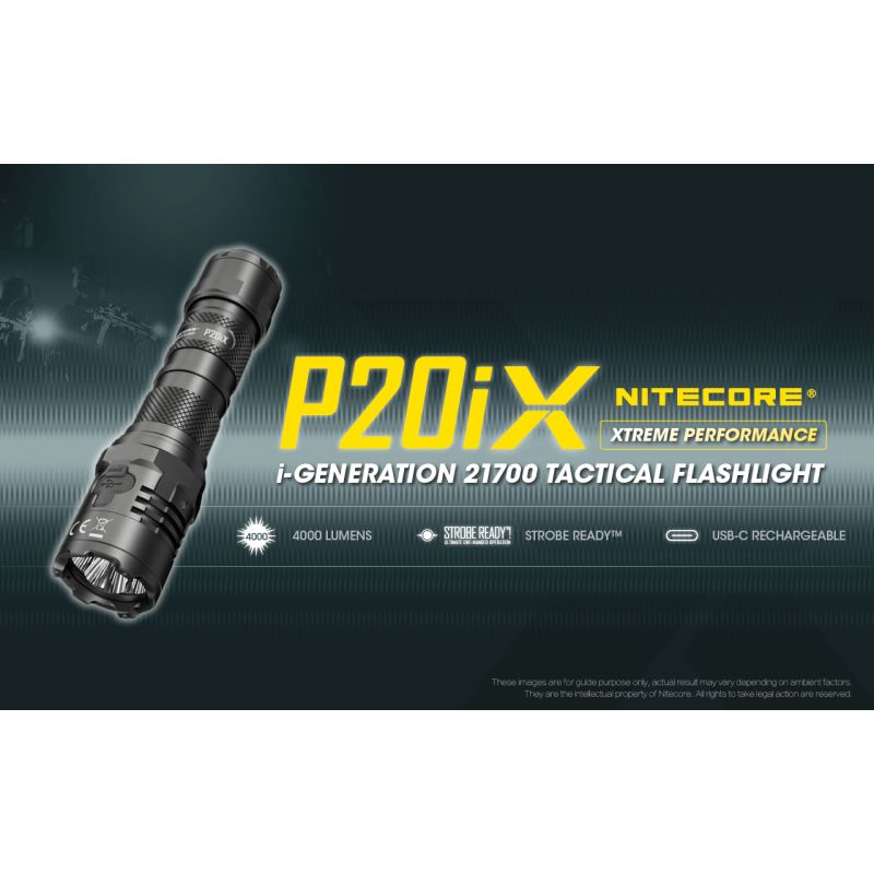 Nitecore P20iX LED lommelykt 4000 lumen USB-C oppladbar slitesterk utendørs taktisk lommelykt camping