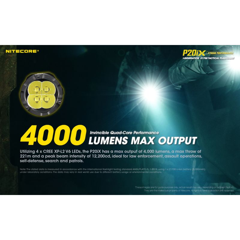 Nitecore P20iX LED lommelykt 4000 lumen USB-C oppladbar slitesterk utendørs taktisk lommelykt camping