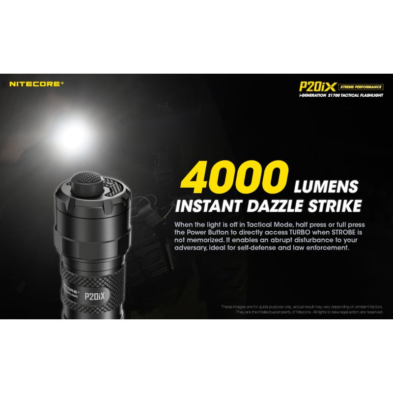 Nitecore P20iX LED lommelykt 4000 lumen USB-C oppladbar slitesterk utendørs taktisk lommelykt camping
