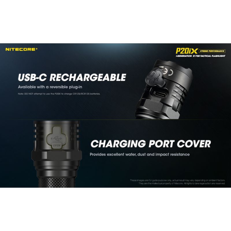 Nitecore P20iX LED lommelykt 4000 lumen USB-C oppladbar slitesterk utendørs taktisk lommelykt camping