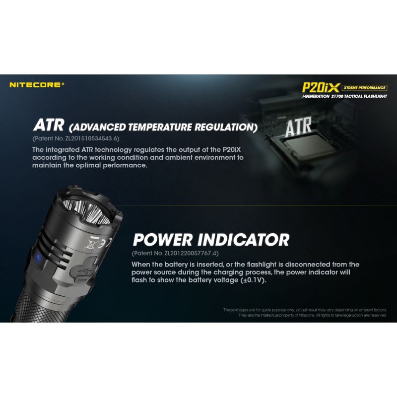 Nitecore P20iX LED lommelykt 4000 lumen USB-C oppladbar slitesterk utendørs taktisk lommelykt camping