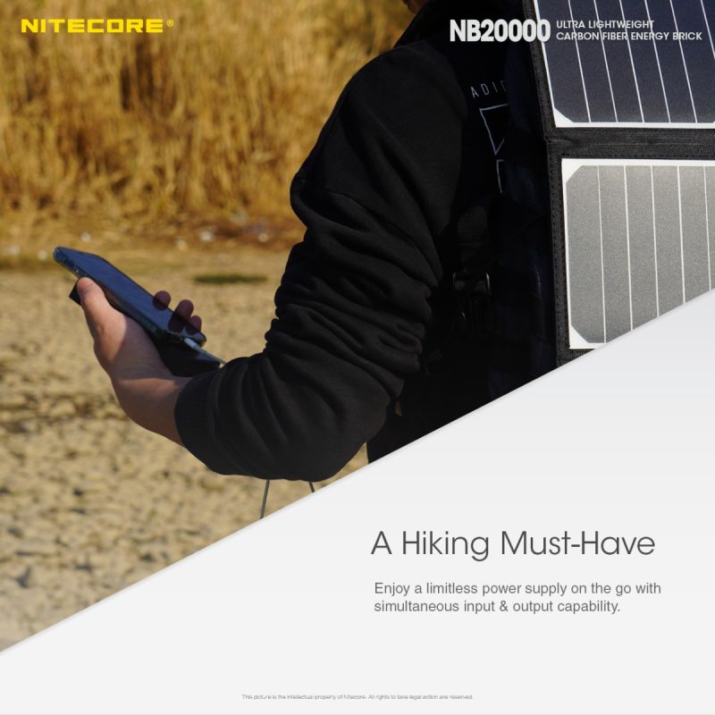 Nitecore NB20000 QC Dual Port strømbank lettvekt slitesterk bærbar lader 20000mAh hurtiglading USB/USB-C