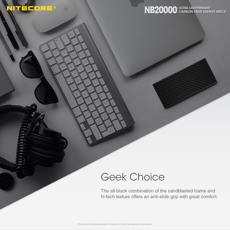 Nitecore NB20000 QC Dual Port strømbank lettvekt slitesterk bærbar lader 20000mAh hurtiglading USB/USB-C