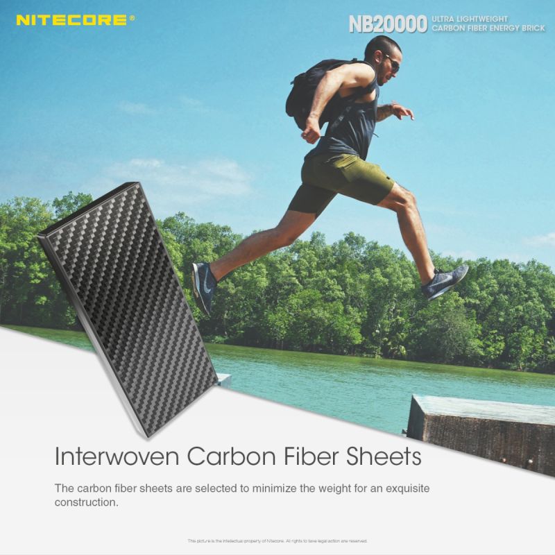 Nitecore NB20000 QC Dual Port strømbank lettvekt slitesterk bærbar lader 20000mAh hurtiglading USB/USB-C