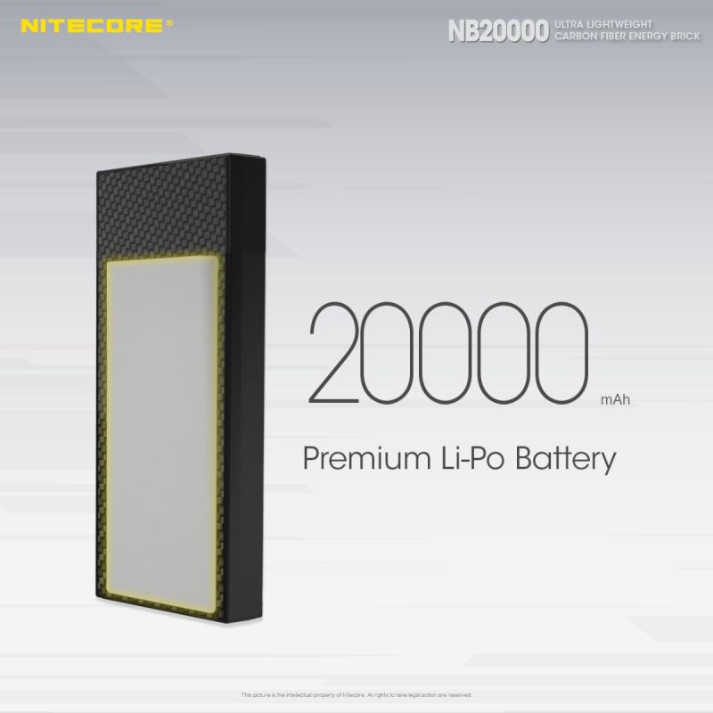 Nitecore NB20000 QC Dual Port strømbank lettvekt slitesterk bærbar lader 20000mAh hurtiglading USB/USB-C
