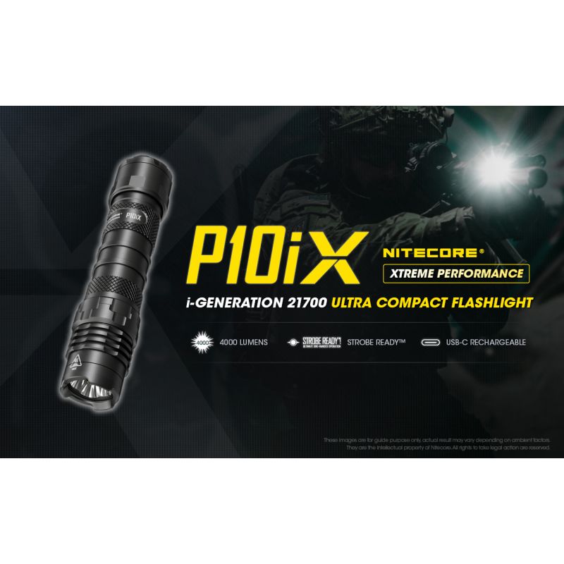 Nitecore P10iX kraftig LED lommelykt 4000 lumen robust holdbarhet lang batterilevetid 158 meter rekkevidde