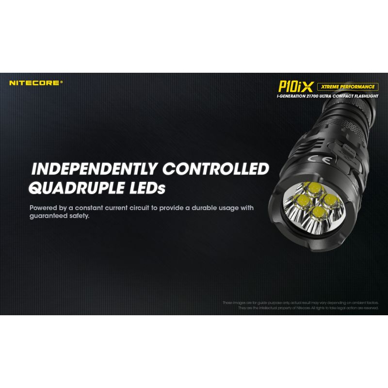 Nitecore P10iX kraftig LED lommelykt 4000 lumen robust holdbarhet lang batterilevetid 158 meter rekkevidde