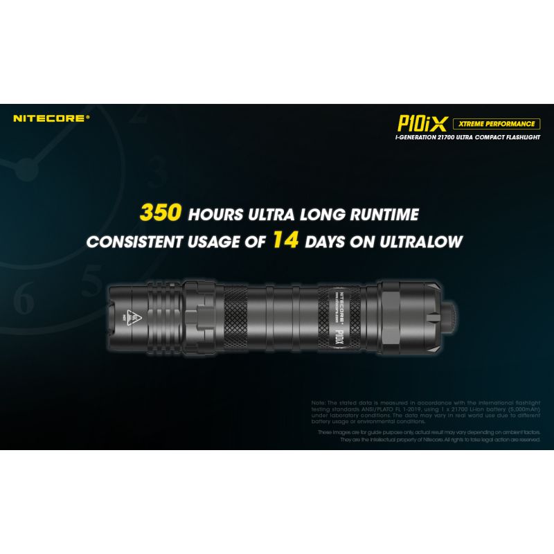 Nitecore P10iX kraftig LED lommelykt 4000 lumen robust holdbarhet lang batterilevetid 158 meter rekkevidde