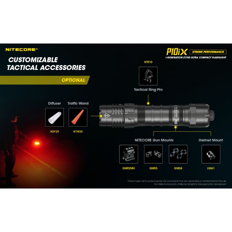 Nitecore P10iX kraftig LED lommelykt 4000 lumen robust holdbarhet lang batterilevetid 158 meter rekkevidde