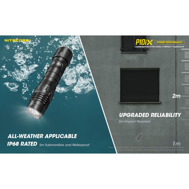 Nitecore P10iX kraftig LED lommelykt 4000 lumen robust holdbarhet lang batterilevetid 158 meter rekkevidde