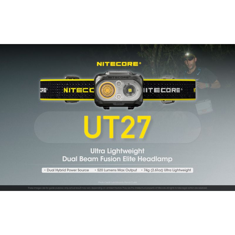Nitecore UT27 LED hodelykt med kraftig belysning 520 lumen oppladbart batteri allsidige lysmoduser og robust design