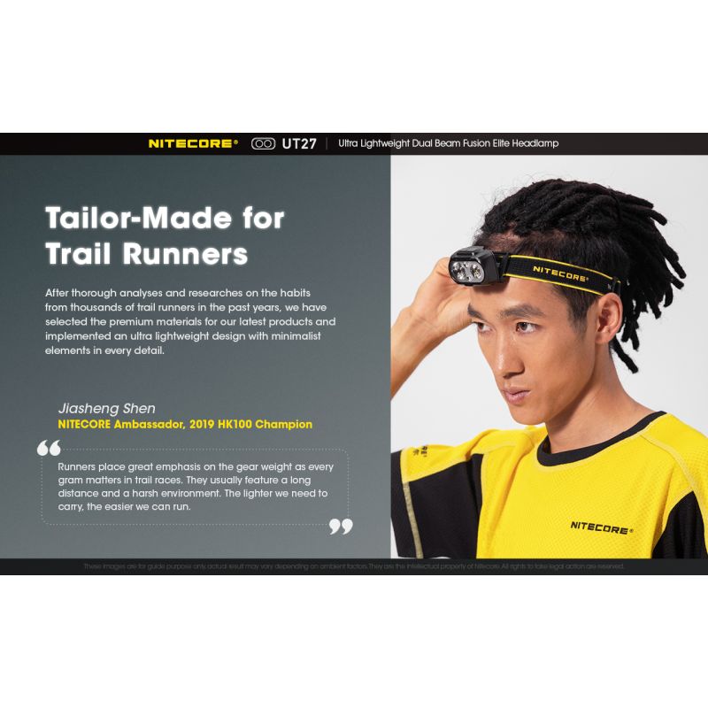 Nitecore UT27 LED hodelykt med kraftig belysning 520 lumen oppladbart batteri allsidige lysmoduser og robust design