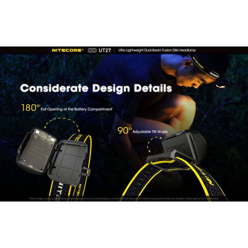 Nitecore UT27 LED hodelykt med kraftig belysning 520 lumen oppladbart batteri allsidige lysmoduser og robust design