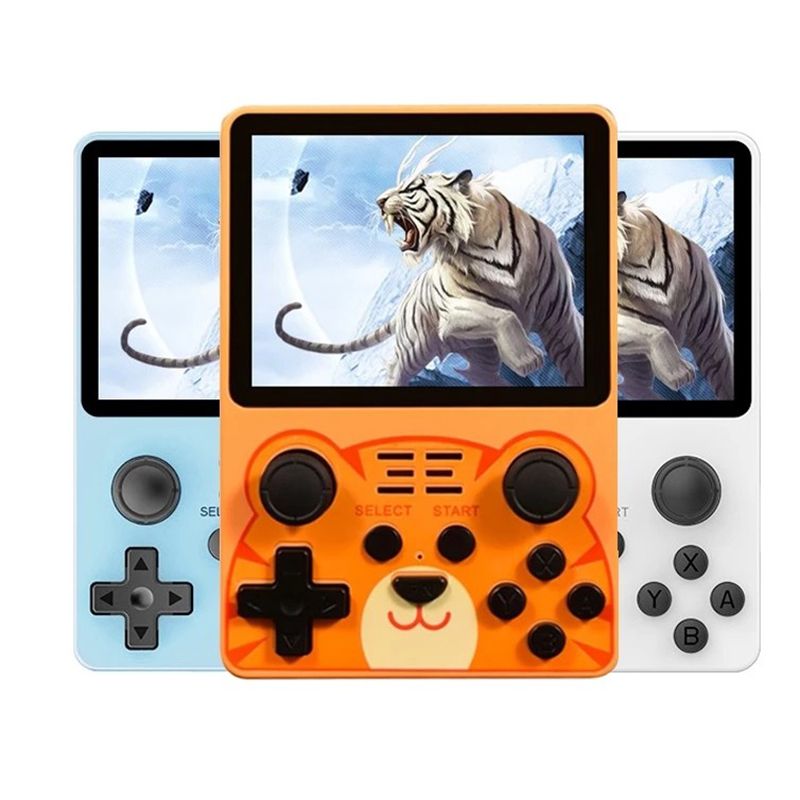 POWKIDDY RGB20S ultrakompakt håndholdt spillkonsoll 3.5 tommer 4:3 IPS skjerm perfekt for retro gaming og barnegaver