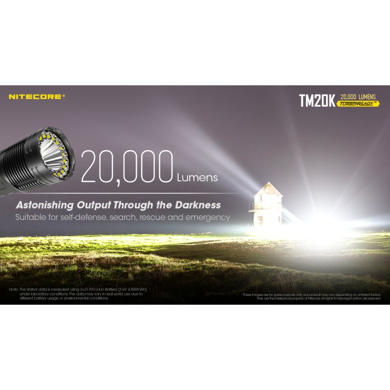 Nitecore TM20K LED-lommelykt 20000 lumen USB-C oppladbar robust og kraftig for søk og redning eventyrutstyr