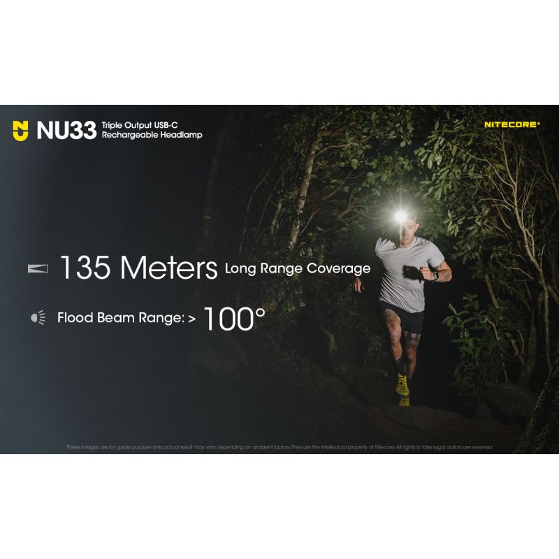 Nitecore NU33 USB-C oppladbar hodelykt 700LM lys hodelykt for utendørs eventyr holdbar vanntett campingutstyr