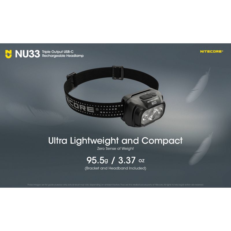 Nitecore NU33 USB-C oppladbar hodelykt 700LM lys hodelykt for utendørs eventyr holdbar vanntett campingutstyr