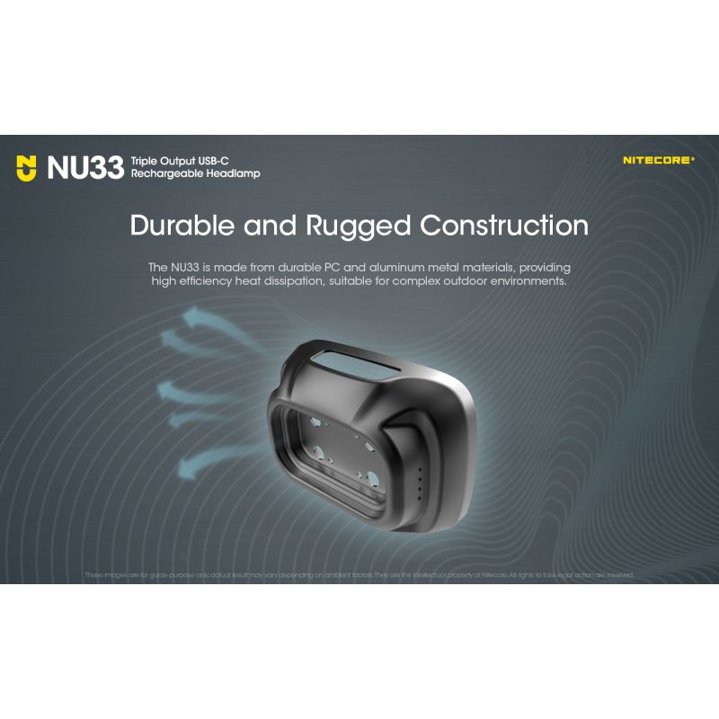 Nitecore NU33 USB-C oppladbar hodelykt 700LM lys hodelykt for utendørs eventyr holdbar vanntett campingutstyr