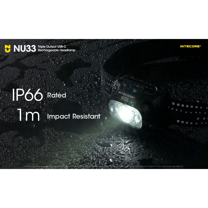 Nitecore NU33 USB-C oppladbar hodelykt 700LM lys hodelykt for utendørs eventyr holdbar vanntett campingutstyr