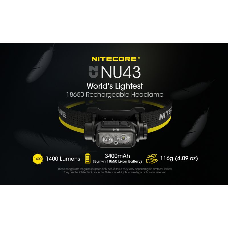 NITECORE NU43 oppladbar hodelykt kraftig belysning 1400 lumen for utendørs camping holdbar lang batteritid