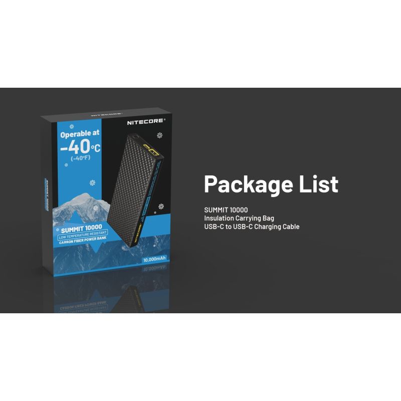 Nitecore Summit 10000 Powerbank | Robust bærbart batteri for ekstrem kulde | QC/PD Hurtiglading USB-C IPX5