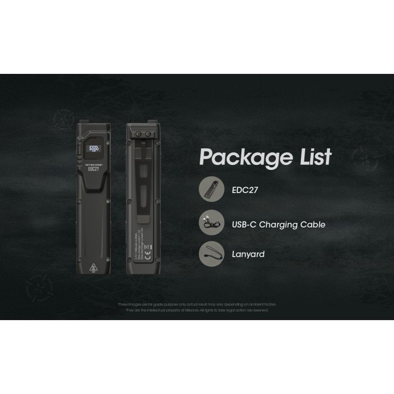 NITECORE EDC27 Oppladbar LED Lommelykt 3000 Lumen Perfekt for Uteaktiviteter og Nødsituasjoner
