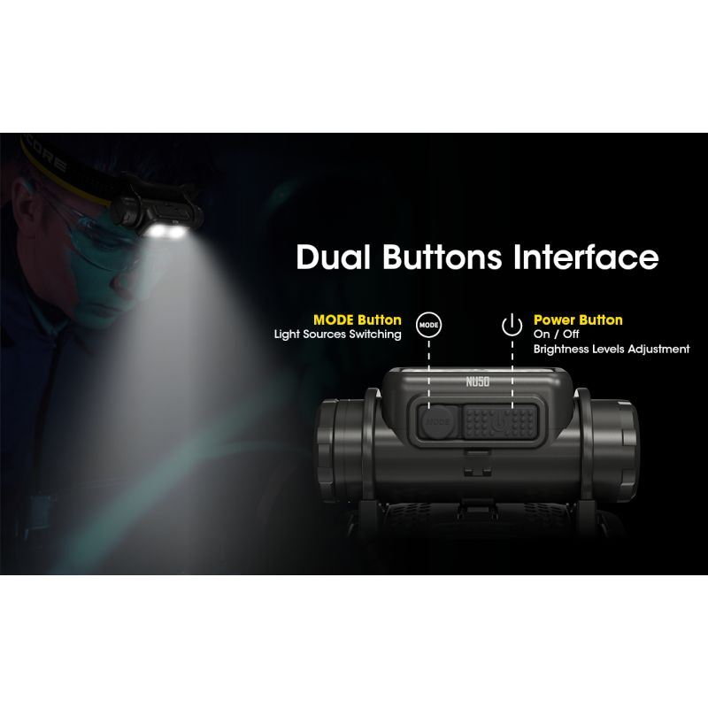 Nitecore NU50 LED-hodelykt 1400 lumen oppladbar lett utendørsbelysning for turogfriluftsliv og nødbelysning