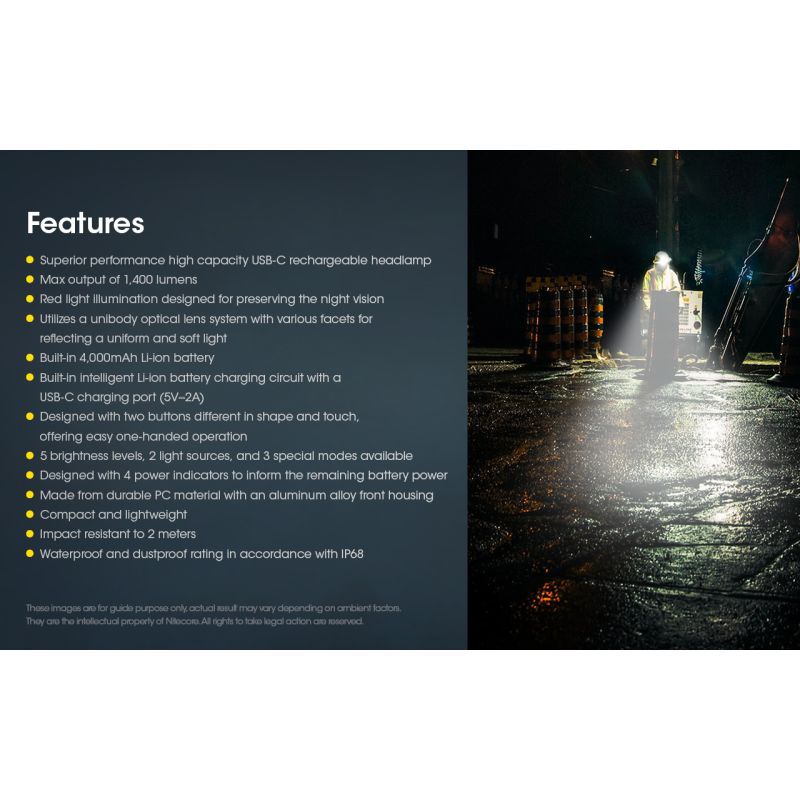 Nitecore NU50 LED-hodelykt 1400 lumen oppladbar lett utendørsbelysning for turogfriluftsliv og nødbelysning