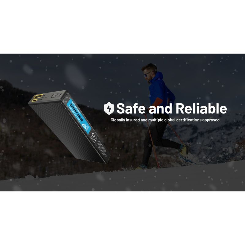 Nitecore Summit 20000 Powerbank Nødlader for ekstrem kulde | Oppladbart batteri med varme | 20000mAh QC PD USB-C | Utendørs friluftsliv og eventyr