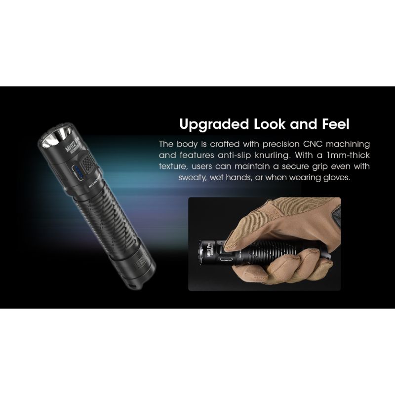 Nitecore MH12 Pro LED-lommelykt 3300 lumen USB-C oppladbar for utendørseventyr natturer og nødsituasjoner