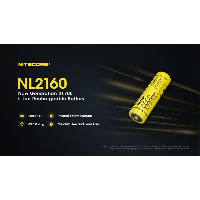 NITECORE NL2160 21700 Li-ion batteri 6000mAh for høyytelses lommelykter digitalkamera holdbar ytelse