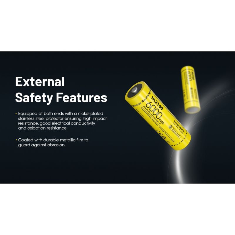 NITECORE NL2160 21700 Li-ion batteri 6000mAh for høyytelses lommelykter digitalkamera holdbar ytelse