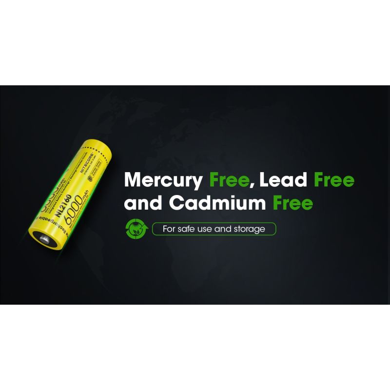NITECORE NL2160 21700 Li-ion batteri 6000mAh for høyytelses lommelykter digitalkamera holdbar ytelse