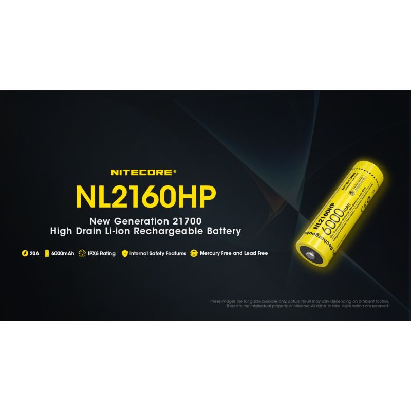 NITECORE NL2160HP 6000mAh 3.6V 18Wh USB-C Li-ion oppladbart batteri høy kapasitet kompakt og portabel