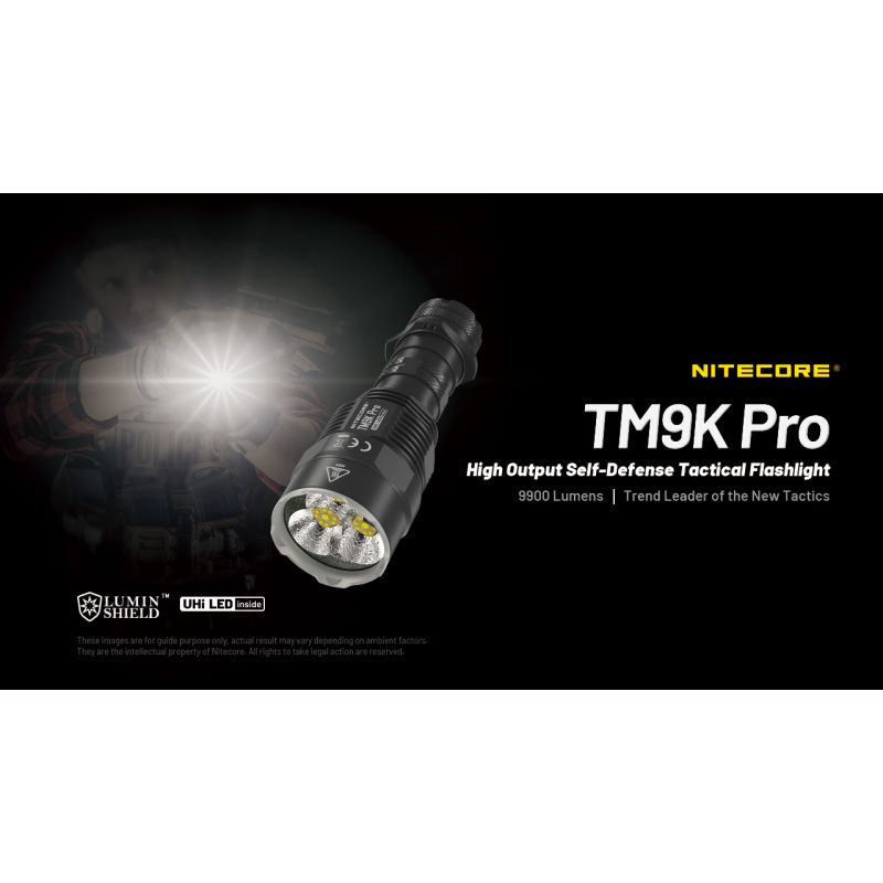 Nitecore TM9K PRO holdbar lommelykt 9900 lumen USB-C lading lang batterilevetid og 510 meter stråleavstand