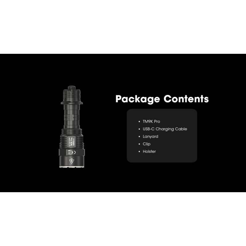 Nitecore TM9K PRO holdbar lommelykt 9900 lumen USB-C lading lang batterilevetid og 510 meter stråleavstand