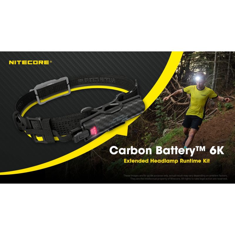 Nitecore Carbon Battery 6K Kit | Driftstidsforlenger for Hodelykt | 6000mAh IP68 til Nitecore NU40-NU50/HC65 UHE Tur