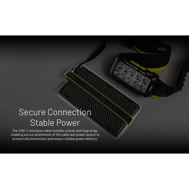 NITECORE HU2000 LED hodelykt USB-C oppladbar 2000 lumen for profesjonell bruk med 160 meter stråleavstand