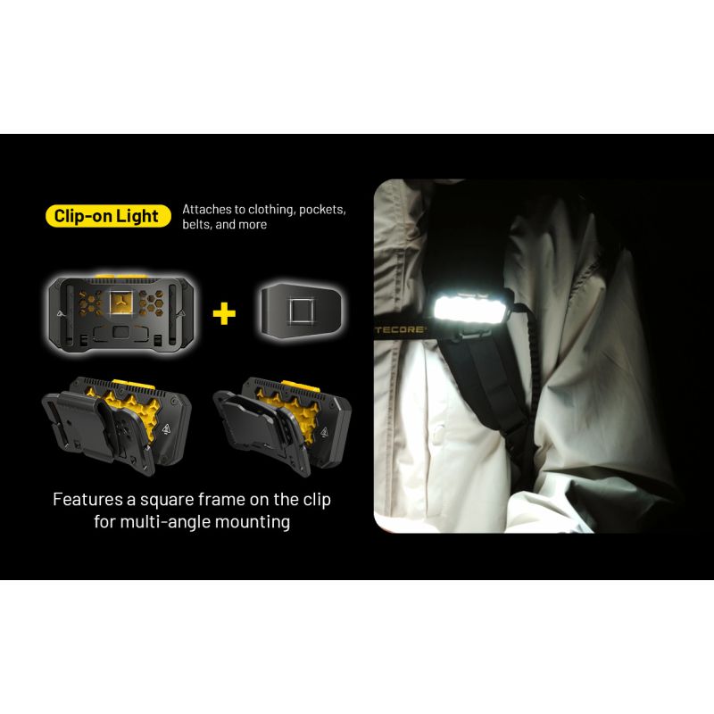 NITECORE HU2000 LED hodelykt USB-C oppladbar 2000 lumen for profesjonell bruk med 160 meter stråleavstand