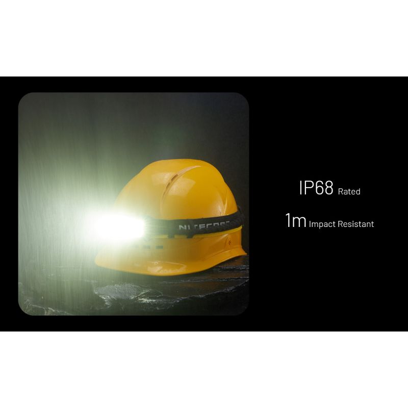 NITECORE HU2000 LED hodelykt USB-C oppladbar 2000 lumen for profesjonell bruk med 160 meter stråleavstand