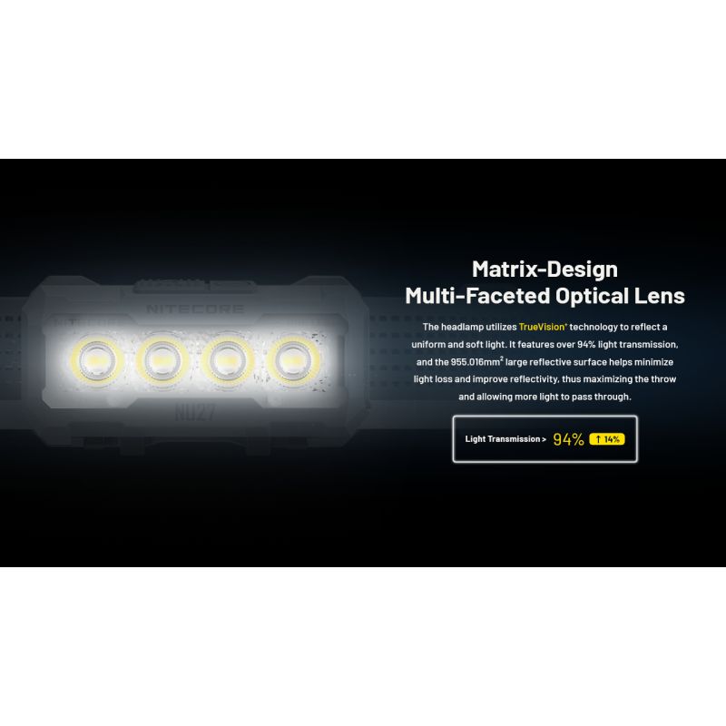 NITECORE NU27 LED oppladbar hodelykt 600 lumen perfekt for løping camping med flerfargetemperatur og lett design