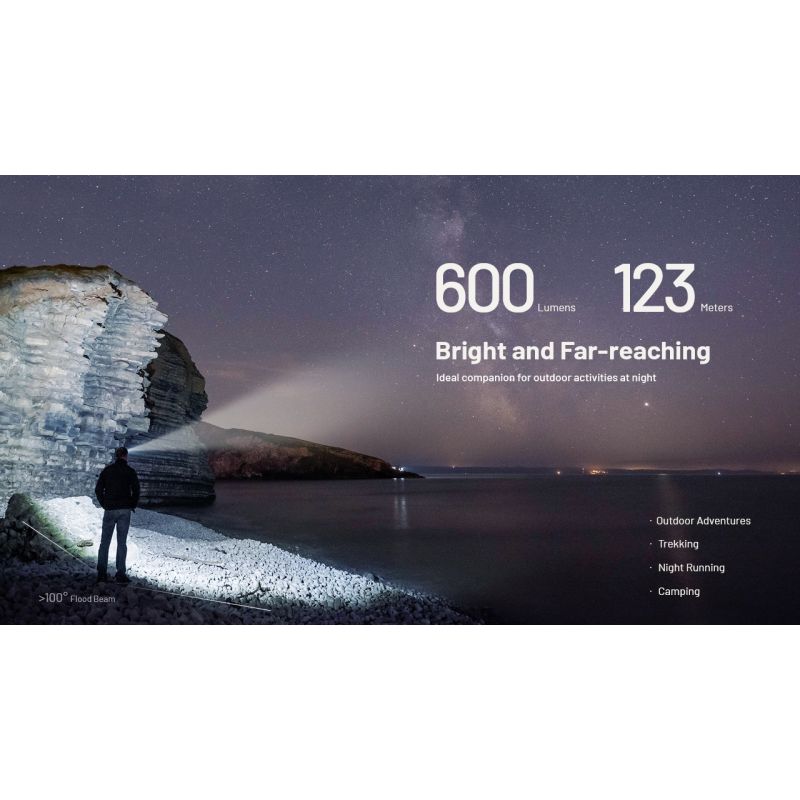 NITECORE NU27 LED oppladbar hodelykt 600 lumen perfekt for løping camping med flerfargetemperatur og lett design